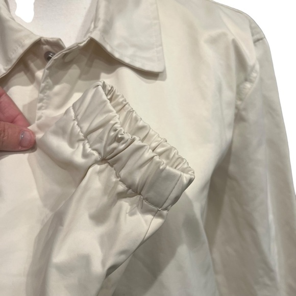 Zara Origins Rain Coat Windbreaker Men’s Size Medium Ivory Drawstring Waist - Picture 8 of 15